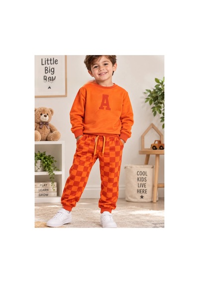 Uğur Bebe 3 İplik Şardonsuz Unisex Çocuk Turuncu Ekose Eşofman Takımı Sweatshirt, Rahat Kesim Jogger Alt, Şık Günlük Spor Kombin Turuncu Turuncu Uğur Bebe 3 İplik Şardonsuz Unisex Çocuk Turuncu Ekose Eşofman Takımı Sweatshirt, Rahat Kesim Jogger Alt, Şık Günlük Spor Kombin Turuncu Turuncu