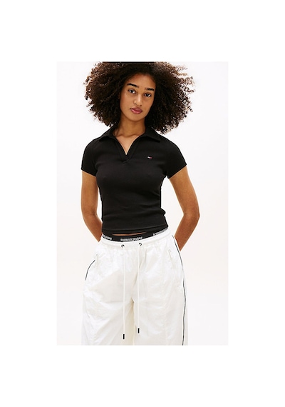 Tommy Hilfiger Kadın Tjw Slim Rib Polo T-shirt-16412 Siyah