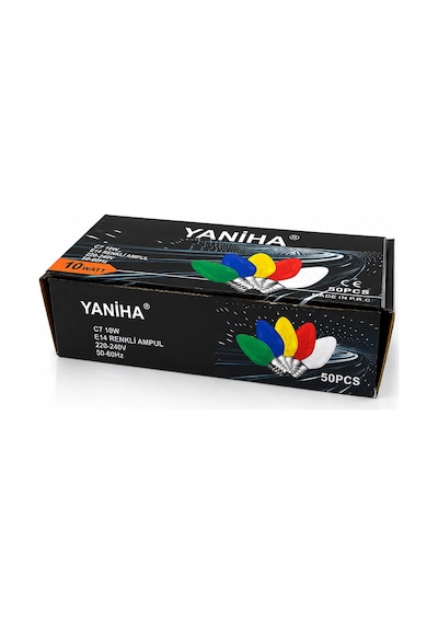 50 Adet Mix Renkli Gece Lambası Ampul E14 - 10w C7 Bx40