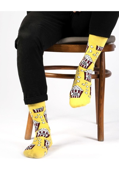 Ozzy Socks Pop Corn Desenli Erkek Çorap Sarı