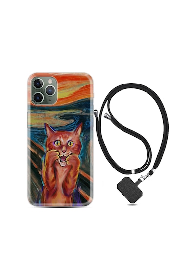 Apple Uyumlu iPhone 13 Pro Max Kılıf Boyun Askılı Tablo Cat 1788