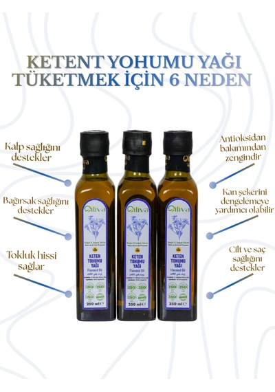 %100 Doğal Keten Tohumu Yağı 250 Ml Soğuk Sıkım Cam Şişe