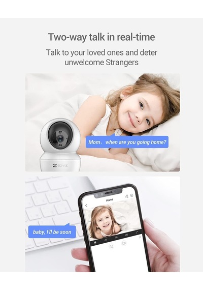 Akıllı İç Mekan Kamera Wifi, Hareket Takibi, 360 Dönen, 10m Gece Görüşü, Çift Yönlü Ses, Bulut/yerel Depolama C6n
