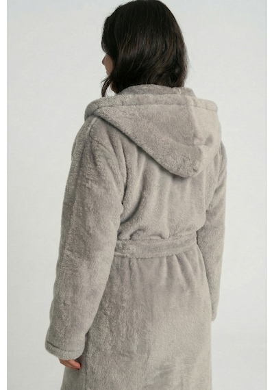 Kapüşonlu Wellsoft Sabahlık & Peluş Bornoz - Yumuşak, Polar Unisex Sabahlık Gri