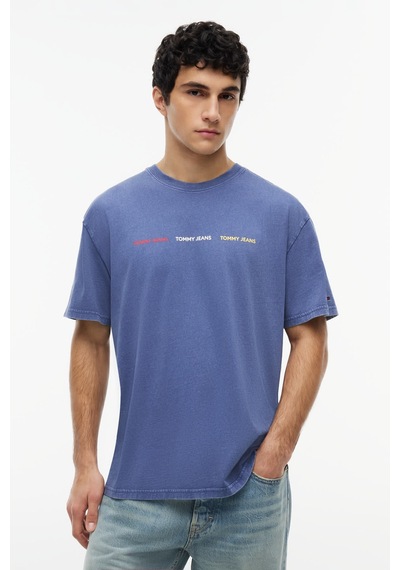 Tommy Hilfiger Tjm Reg Tj Repeat Ss Tee Erkek Mavi T-shirt - Dm0dm23180