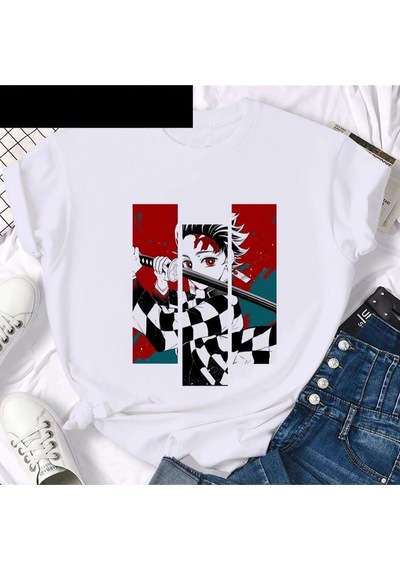 Noıssey Kırmızı Etiket Demon Iblis Avcısı Tanjirou Kamado T Shirt Mod35 17515 Beyaz