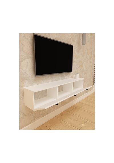 Salkım 150 Cm Duvara Monte Tv Ünitesi Tv Sehpası Beyaz - Beyaz Beyaz-beyaz
