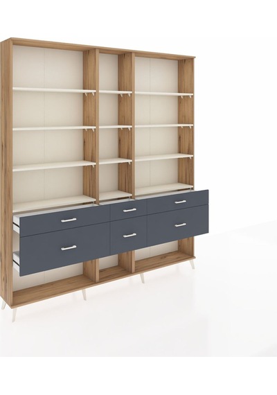 Arges Dolap 12 Raflı 6 Çekmeceli 220x30x243 Çam-aytaşı/antrasit Aytası/antrasıt Arges Dolap 12 Raflı 6 Çekmeceli 220x30x243 Çam-aytaşı/antrasit Aytası/antrasıt
