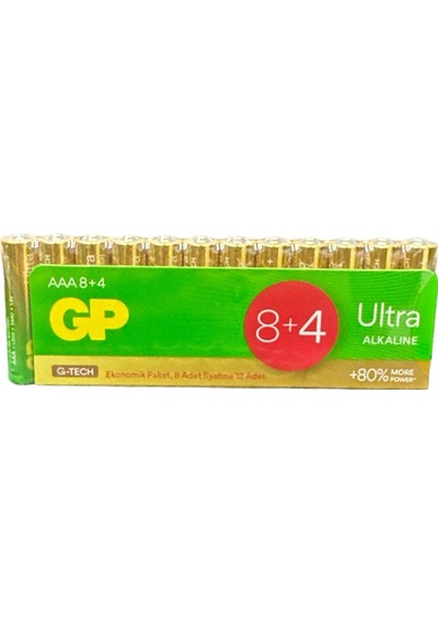 Gp Ultra Alkalıne Aaa 8+4 İnce Kalem Pil