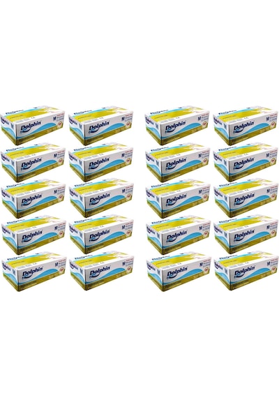Dolphin Tek Kullanımlık Lateks Beyaz Pudralı Medium Muayne Eldiveni - 20 x 100 Adet