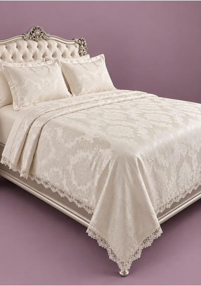 Goldroom Home Dantelli Pike Takımı Çift Kişilik Krem