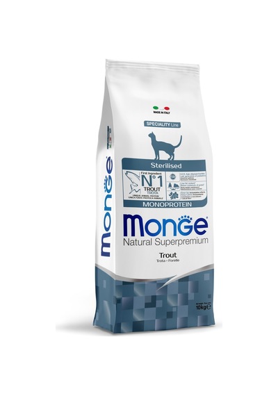 Monge Sterilised Tek Proteinli Alabalıklı Kısırlaştırılmış Kedi Maması 10 Kg