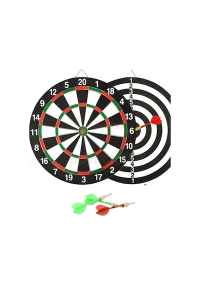 Çift Taraflı Dart Tahtası Ve 4 Adet Metal Uçlu Ok 30 CM Bullseye