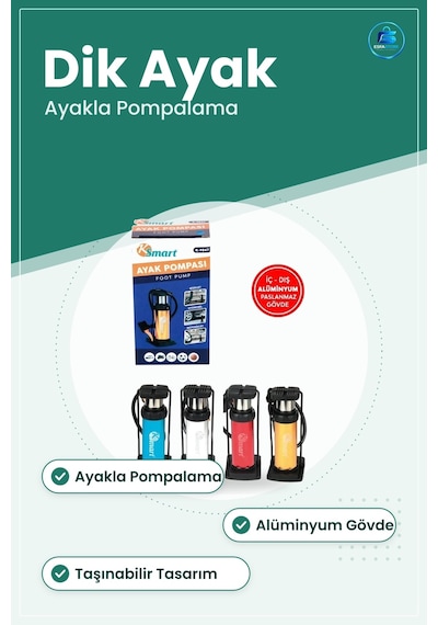 Dik Ayak Şişirme Pompası Bisiklet Otomobil Motosiklet Ve Top İçin