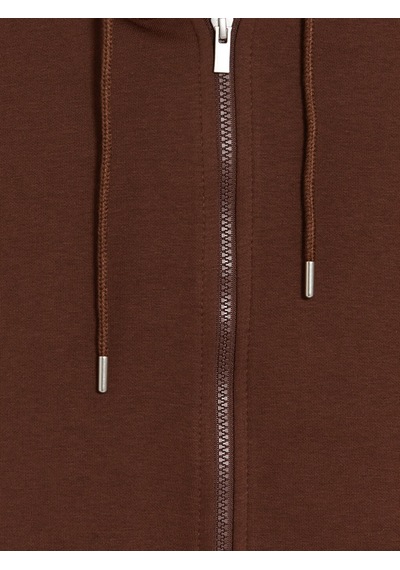 Lcwaıkıkı Classic Kahverengi Kapüşonlu Erkek Fermuarlı Sweatshirt