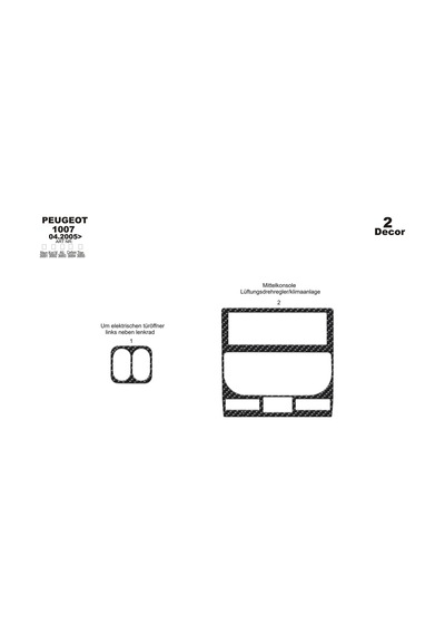 Peugeot 1007 Torpido Kaplama 2005 2 Parça Karbon