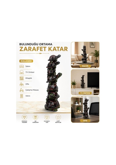 Lüks 7'li Kaplumbağa Biblo 32 Cm Feng Shui Şans Bereket Dekoratif Heykel Ev Ofis Hediyesi