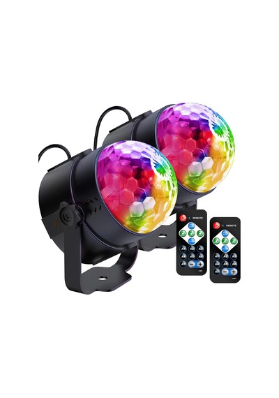 Disko Topu, Parti Işıkları Disko Işıkları 6w Dj Işıkları 7 Renk Uzaktan Kumandalı Ses Aktif Rgb Müzik Kontrollü Sahne Işıkları Döner Noel, Bar, Ktv, Araba, Dj İçin Disko Topu - 2 Adet