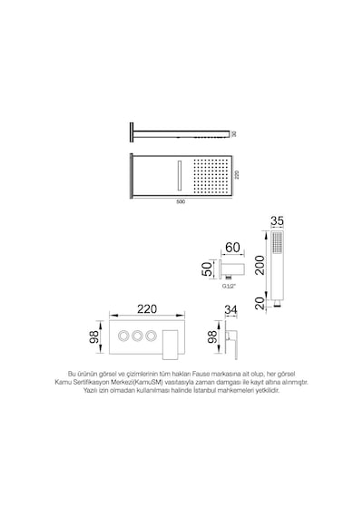 Fause Fau110-G Ankastre Comfort Panel Şelale Duş Seti Altın