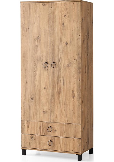 Erezogullari_Mobilya 2 Kapılı 2 Çekmeceli Gardrop Elbise Dolabı 79X46X189Cm