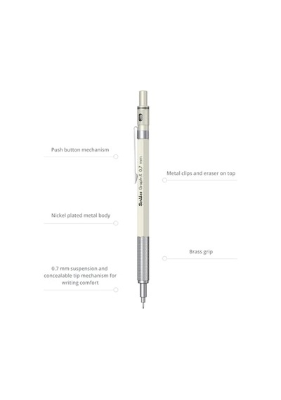 Ayrex Office Graphx Mekanik Kurşun Kalem Beyaz 0.7 Mm Genel