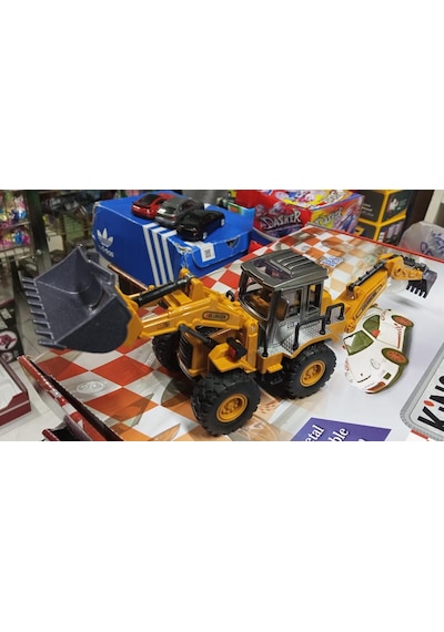 Oyuncak Model Metal Kepçe Dozer Excavatör Buldozer 30 Cm Ön Ve Arka Hareketli Kırılmaz Kepçe
