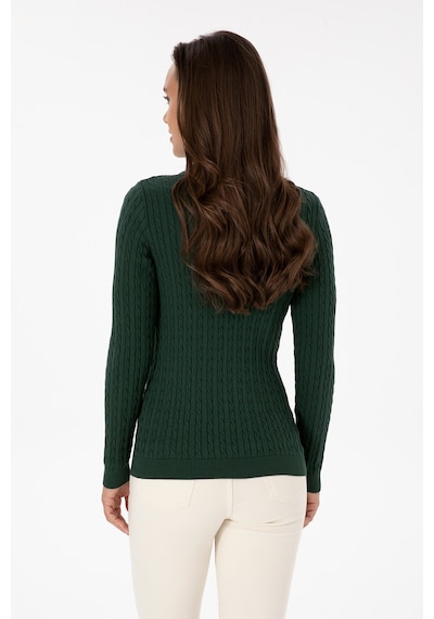 U.S. Polo Assn. Kadın Koyu Yeşil Bisiklet Yaka Basic Kazak 50313626-VR079