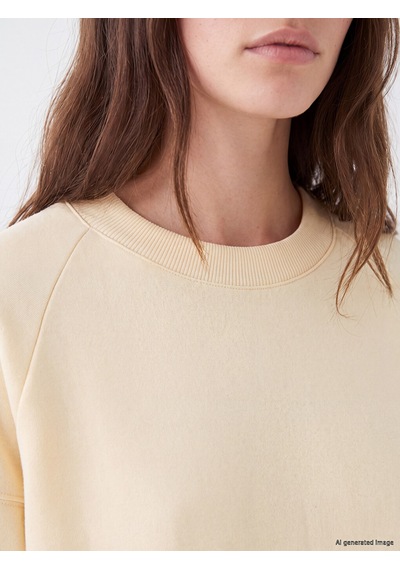 Lcw Modest Bej Oversize Kadın Kalın Sweatshirt Tunik