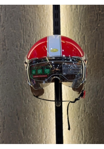 Aegis Retro Açik Kask Kirmizi - L Motosiklet Kaskı Kırmızı