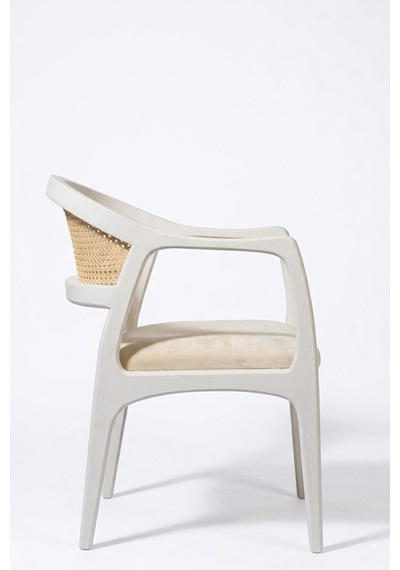 Kensington Rattan İskandinav Ahşap Sandalye Beyaz