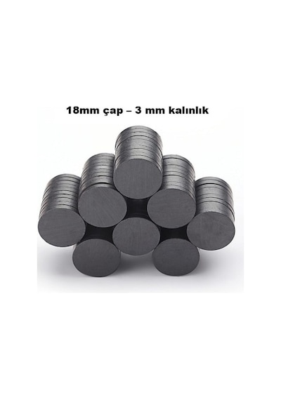 50 Adet 18x3 Mm Yuvarlak Mıknatıs, Çok Amaçlı, Süsleme Mıknatısı, Ferrit Magnet