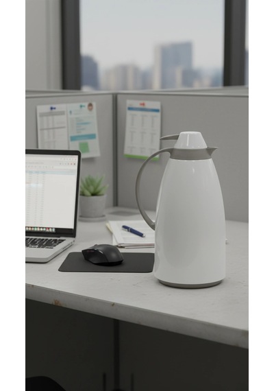 Cam İç Hazneli Vakumlu Termos 1.0 Litre - Sıcak Ve Soğuk Tutucu Beyaz Renkli