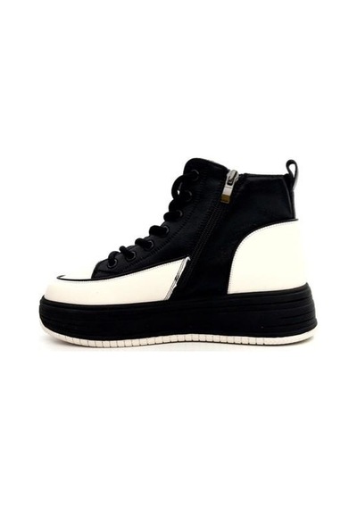 Guja 25k335 Kadın Hakiki Deri Parçalı Kısa Boyunlu Sneaker Bot Siyah