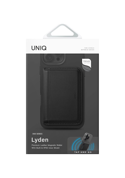 Standlı Magnetic Lyden Ds Vegan Deri Kartlık Kimlik/ehliyet/kredi Kartı Taşıyıcı Cüzdan Rfıd Koruma Black