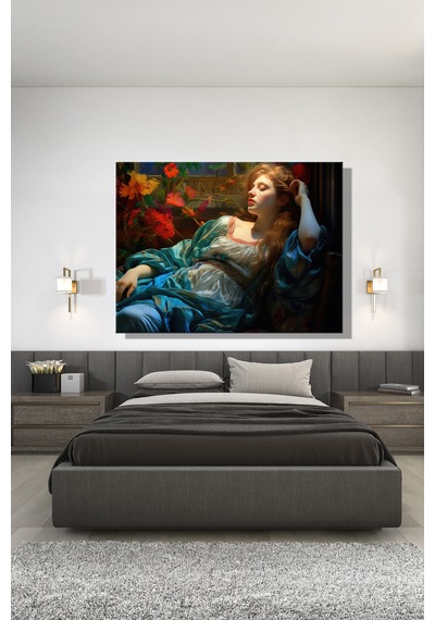 Yatay Kanvas Tablo Tekli Salon Mutfak Yatak Odası Ofis Frederic Leighton Haziran Alevi 1622