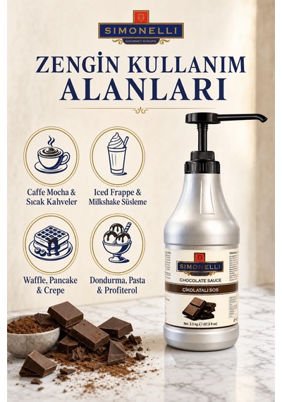 Simonelli Profesyonel Çikolatalı Kahve ve Tatlı Sosu 2500 G + Pompa