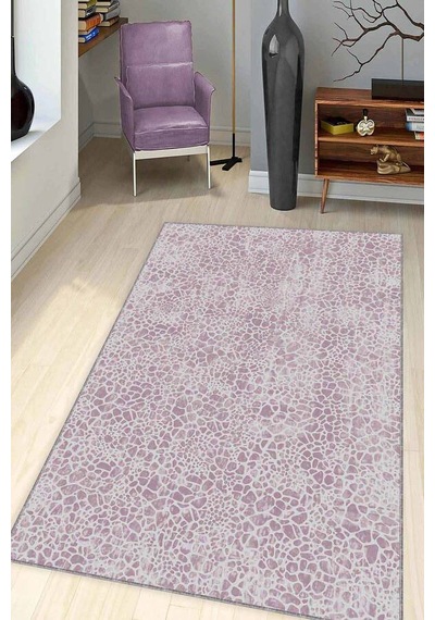 Pembe Leopar Kaymaz Tabanlı Makinede Yıkanabilir Halı Le006n11