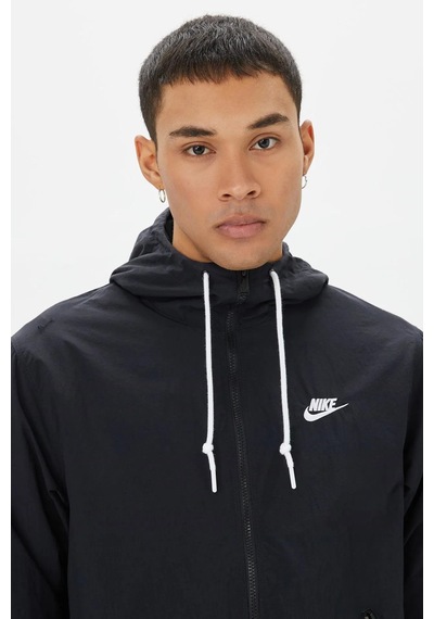 Nike Club Woven Men's Full Zip Jacket Erkek Bol Kesim Dokuma Spor Ceket Siyah Siyah