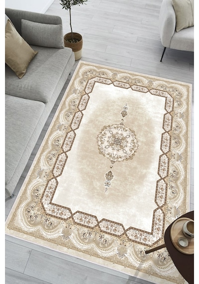 Modern Makinede Yıkanabilir Kaydırmaz Leke Tutmaz Salon Halı Oturma Odası Halı Mutfak Halı Ve Yolluk krem