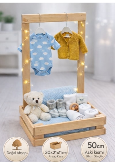 Ahşap Yenidoğan Kasası & Baby Shower & Ahşap Hediye Kasası