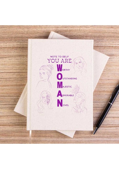 Note To Self You Are Woman Krem Çizgisiz Kanvas Defter