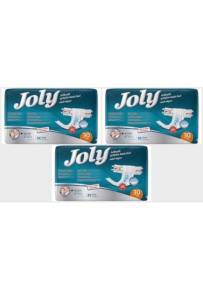 Joly Belbantlı Medium Orta Boy Hasta Bezi 90 Adet 3x30 Paket M