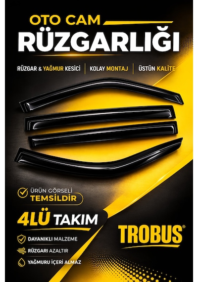 Volkswagen Passat B8 2015-2025 Mügen Cam Rüzgarlığı 4'lü Takım