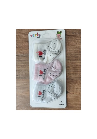 Bambık Yetiş Pamuklu 3'lü Kız Bebek Çorap Seti - I Love Daddy Puantiyeli Yumuşak Bebek Çorabı Çok Renkli Çok Renkli Bambık Yetiş Pamuklu 3'lü Kız Bebek Çorap Seti - I Love Daddy Puantiyeli Yumuşak Bebek Çorabı Çok Renkli Çok Renkli