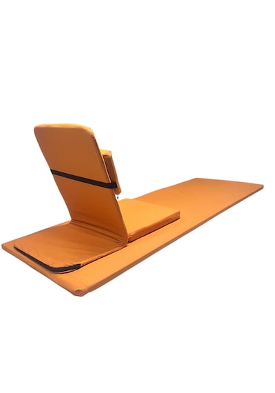 Backjack Meditasyon Sandalyesi Destekli Yer Minderi + 60x180 Kumaş Mat - Backjack 3xl Mat+backjack İkili Set Turuncu