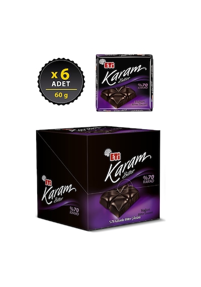 Eti Karam %70 Kakaolu Bitter Çikolata 6 x 60 G