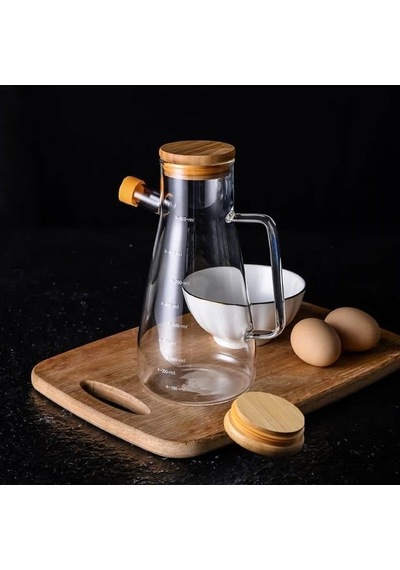 Mithra Life 2 Adet Bambu Kapaklı Borosilikat Cam Yağdanlık 900 Ml Mıt1071 Genel