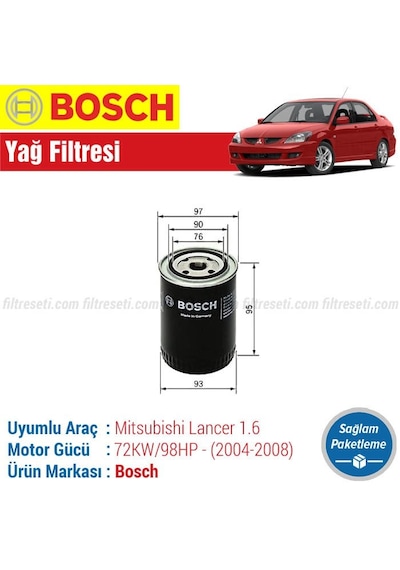 Mitsubishi Lancer 1.6 Bosch Yağ Filtresi 2004-2008