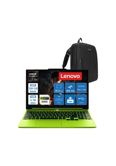 Lenovo LOQ 15AHP11 83TN00A3TRF40 Ryzen 7 250 128 GB 4 TB SSD 8 GB/rtx5050/115w 165hz 15.3" Free Dos Dizüstü Bilgisayar + Çanta
