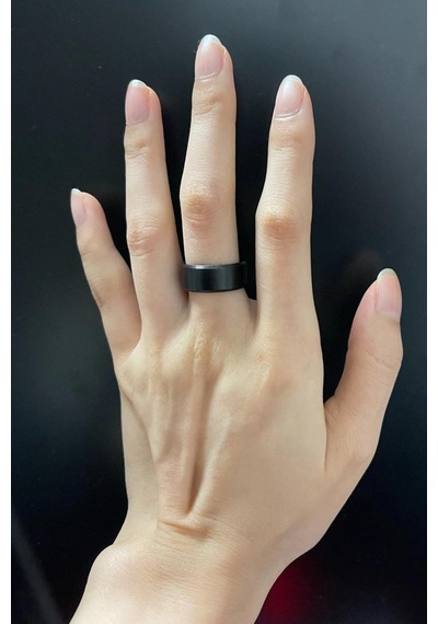8 Mm Köşeli Düz Model Unisex Kadın Erkek Çelik Alyans Yüzük Cl31 Siyah